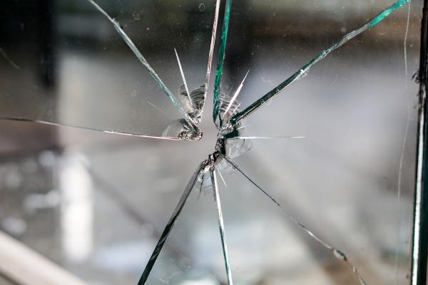 Broken glass window